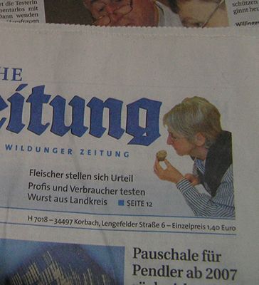 Oma Hanne auf dem Zeitungstitel der Waldecker Landeszeitung